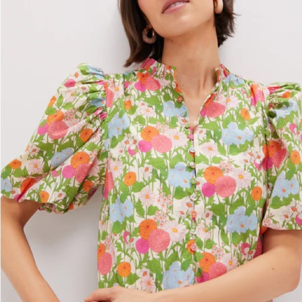 Tuckernuck Hyacinth House Multi Green Begonia Floral Mimi Midi Dress - Picture 2 of 5